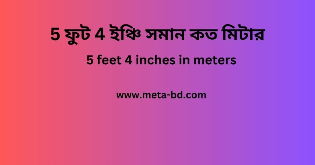5 ফুট 4 ইঞ্চি সমান কত মিটার